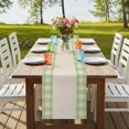 thumbnail image 4 of Retro Green Table Runner, Farmhouse Buffalo Plaid Vintage Beige Washable Cotton Linen Table Runners 72 Inches Long, Dresser Scarf Runner for Dining/Coffee/Kitchen/TV Stands/Cabinets 14''x72'', 4 of 9