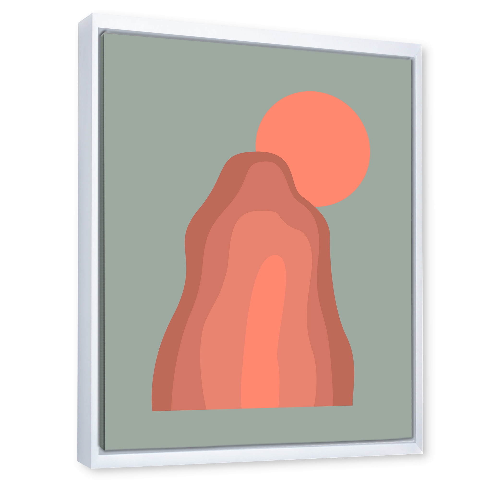 Designart 'Abstract Pink Sunset Mountain Landscape' Modern Framed Canvas Wall Art Print