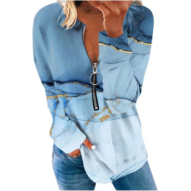 Camiseta suelta estampada a la moda para mujer, blusa de manga larga, cuello redondo, camisetas informales Pompotops FGAJ12422