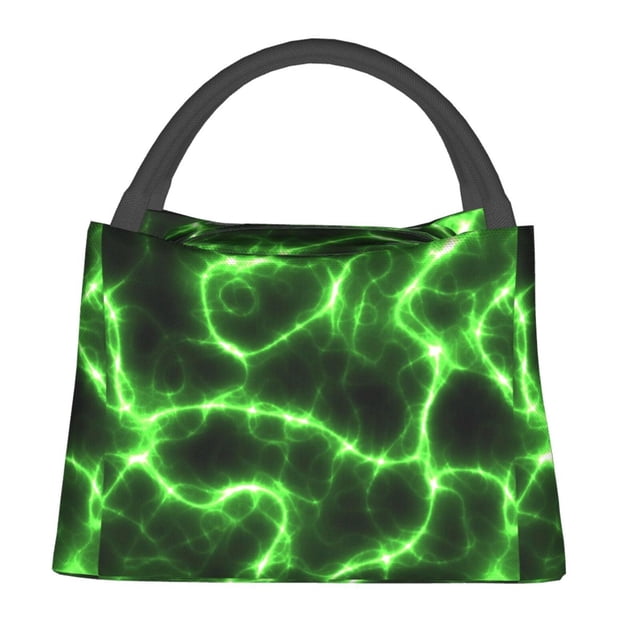 Easygdp Green Lightning Bolsa de Almuerzo Insulada Reutilizable, Bolsa de Mano y Bandolera para Oficina, Trabajo, Viajes
