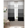 thumbnail image 2 of Black Grey Ombre Curtains 72 Inch Length,Sheer Curtains for Bedroom Living Room Window Modern Abstract Art Farmhouse Striped Rod Pocket Drapes Kitchen Curtains Small Half Window 52"x72" 2 Panels, 2 of 6