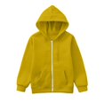 thumbnail image 5 of Kids Zip Up Hoodie School Uniform Boys Girls Zipper Sweatshirt Oversized Y2K Fall Hooded Jackets With Pockets Preppy Clothes 3-12Y, Yellow, 120, 5 of 6
