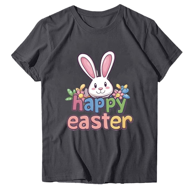 Camisetas de Manga Larga de las Mujeres Pascua Impreso Suelto Cuello Redondo Camiseta de Manga Corta, Camisetas de Manga Larga para las Mujeres de Uso Diario Casual