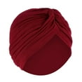 thumbnail image 2 of Herrnalise Women Solid India Hat Muslim Ruffle Chemo Hat Beanie Wrap Cap, 2 of 2