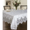 thumbnail image 2 of Elegant Velvet Lace Sheer Floral Deluxe Design Tablecloths - White, 54" x 72", 2 of 2