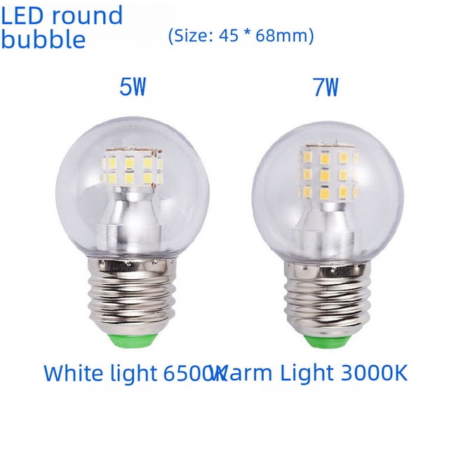 Bombilla LED redonda pequeña, bombilla G45, bombilla inteligente de tres colores con atenuación SCR, fuente de luz de araña de frijol mágico