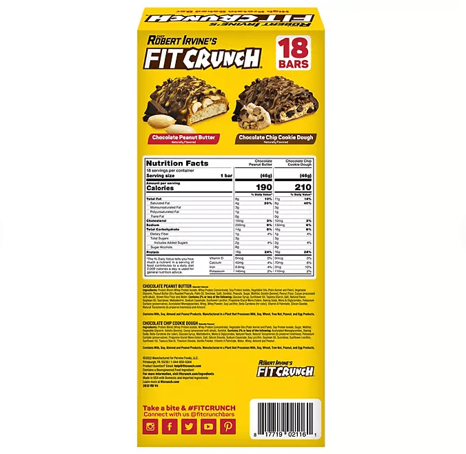Chef Robert Irvine's FITCRUNCH High Protein Baked Bars, Variety Pack 18 ct.