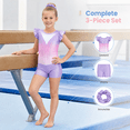 thumbnail image 3 of Girls Gymnastics Leotard with Shorts & Hair Tie, Shiny Ruffle, 3 of 8