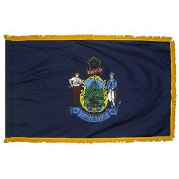 Annin Flagmakers 142290 3 ft. x 5 ft. Indoor and Parade Colonial Nyl-Glo Maine Flag with Fringe