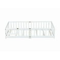 thumbnail image 5 of Mirightone Twin Size Floor Bed , Wood Montessori Floor Beds with Fence Railings, Door & Slats Support, Twin Playhouse Bed Frame, (White), 5 of 7