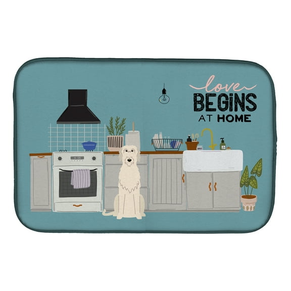 Irish Wolfhound Kitchen Scene Dish Drying Mat