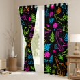 thumbnail image 3 of Homewish Jungle Neon Dino Blackout Curtains,Cute Cartoon Animal Curtains Pack of 2 (42x84 Each),Black, 3 of 6