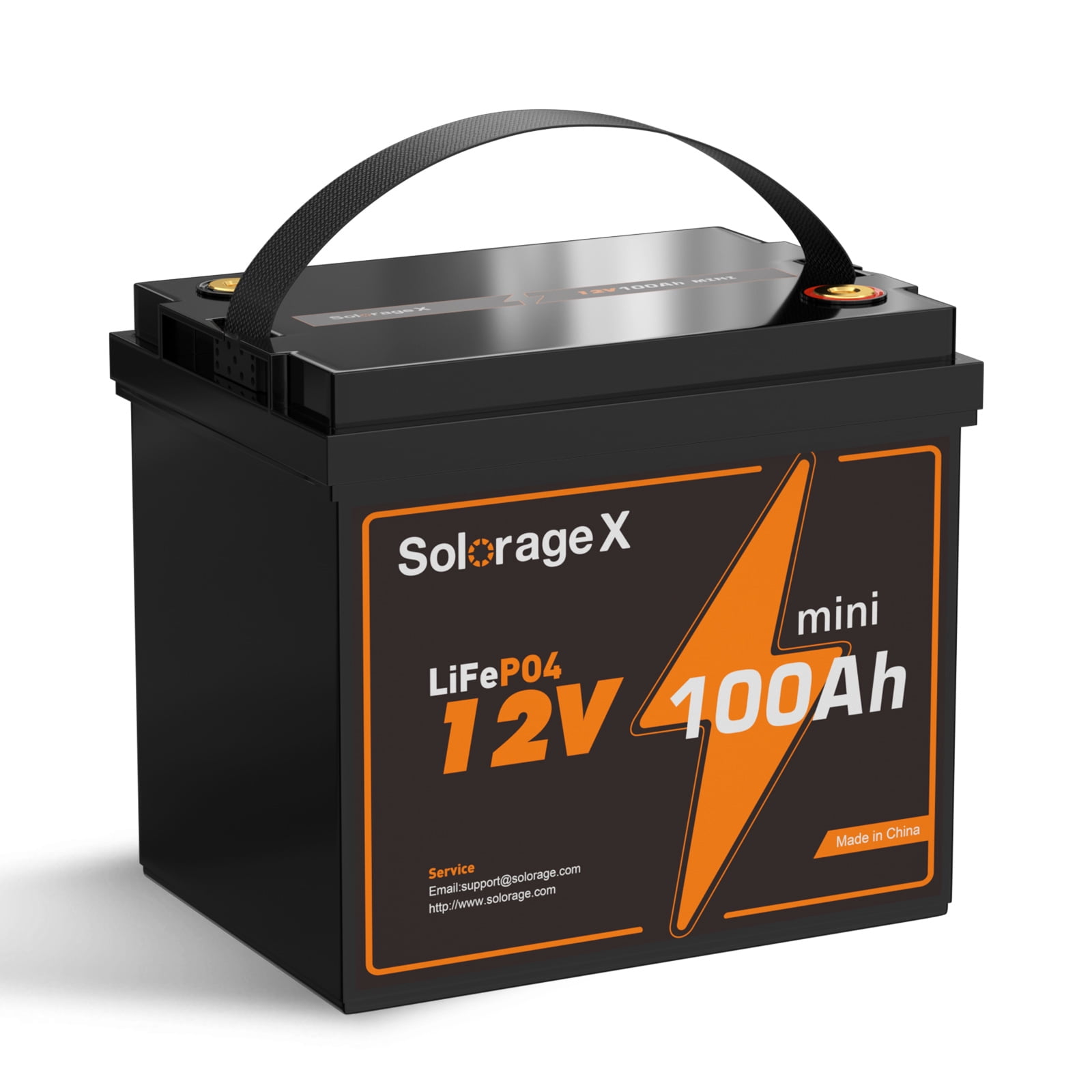 Solorage X 12V 100Ah Mini LiFePO4 Lithium Battery, Built-in 100A BMS and Low Temp Cut Off, Max 1200W Power with 5000+ Cycles and 10-Year Lifetime, Perfect for RV, Solar, Trolling Motor