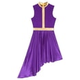 thumbnail image 3 of Alvivi Women Metallic Shiny Praise Dance Dresses Liturgical Dance Overlays Tunics Irregular Lyrical Worship Costumes Purple S, 3 of 7