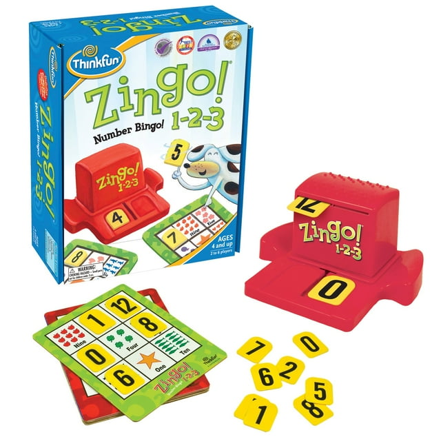 Juego de bingo ThinkFun Zingo 1-2-3 Number para niños mayores de 4 años