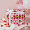 thumbnail image 5 of Strawberry 1st Birthday Wrapping Paper Roll for Baby Girl, Red White Strawberry Lace, Sweet One Design, for Baby Shower, Valentines, Mini Roll 17 in x 16.4 Ft, 5 of 14