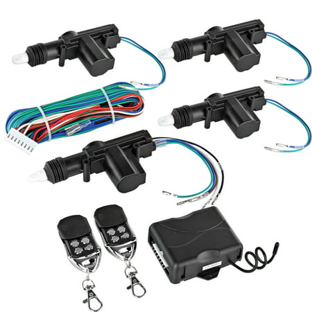 Universal Car Keyless Entry System Kit 4 Door Power Central Locking Actuator Motors with 2 Remote Controllers Lock Unlock Conversion for Vehicle Vans SUV