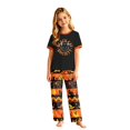 thumbnail image 2 of Halloween Family Matching Pajamas Short Sleeve Black Cat Print Top Pumpkin Ghost Pattern Long Pants Family Sleepwear Set, 2 of 6