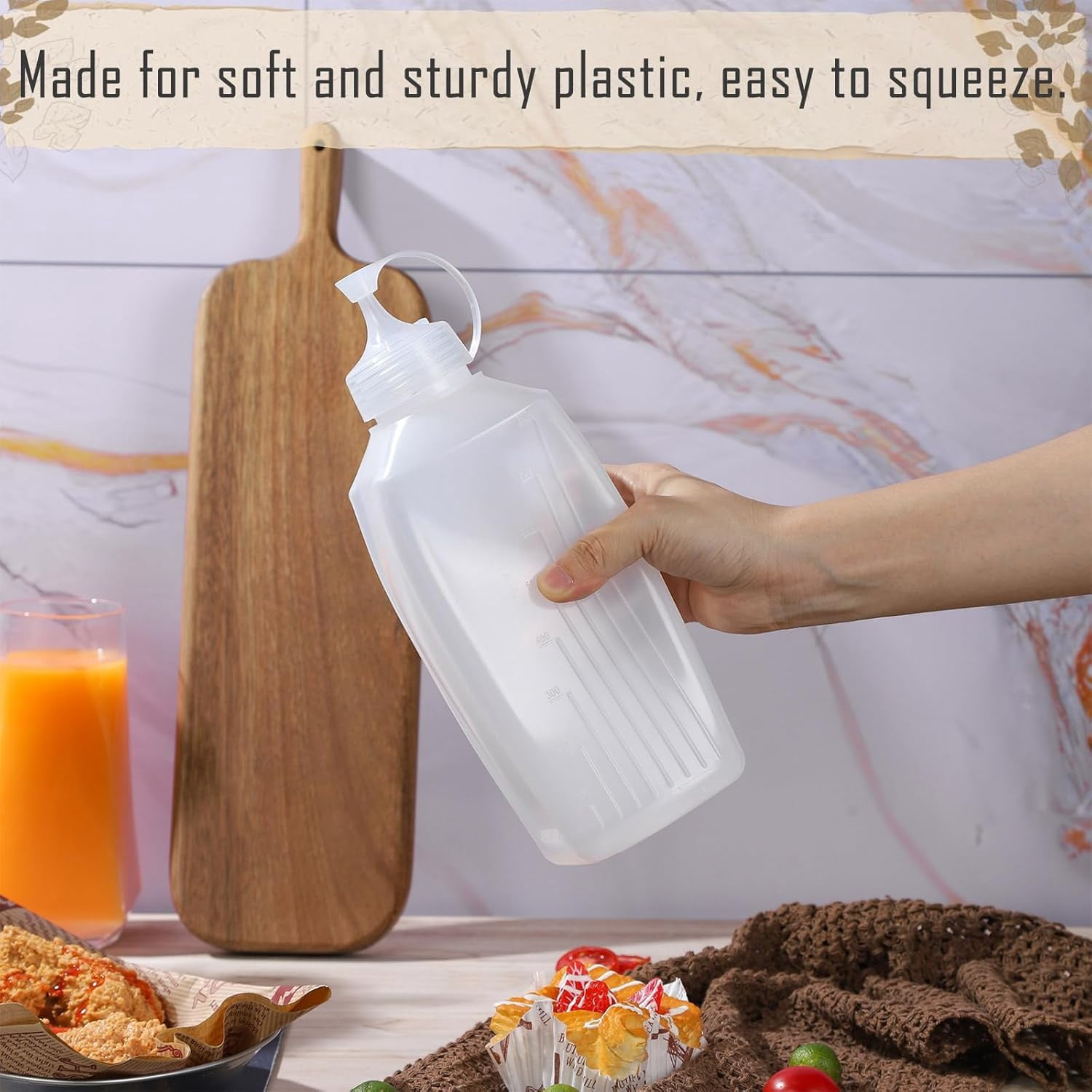 ABCISI Squeeze Bottle, 2 Pack 1 qt Large Squeeze Bottle with Wide Mouth, Easy to  Use. Large Plastic sauce dispenser for Kitchen, Restaurant
