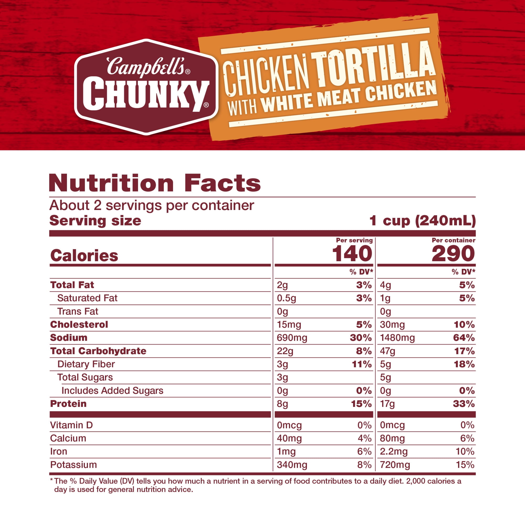 (12 pack) Campbell's Chunky Soup, Ready to Serve Chicken Tortilla Soup with Grilled White Meat Chicken, 18.6 oz Can