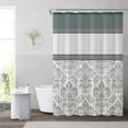 thumbnail image 4 of Gray Taupe Boho Shower Curtain Sets,Farmhouse Moroccan Paisley Bathroom Shower Curtains,White Antique Floral Waterproof Fabric Bath Curtain12 Hooks 72x72 in, 4 of 6