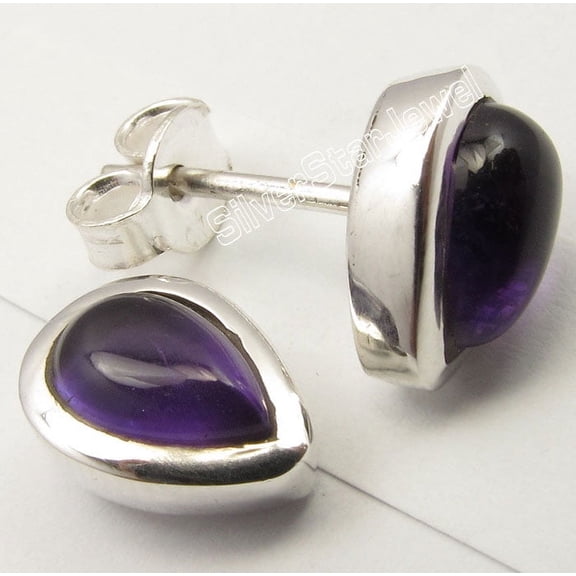 SilverStarJewel Sterling Silver Amethyst Earrings 0.4" Traditional Wholesale Jewelry