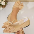 thumbnail image 2 of HomeDM Womens Flats Ballet Shoes Pointy Toe Bowknot Dress Wedding Shoes Slip On Summer Sandals, Khaki Size 8.5, 2 of 5