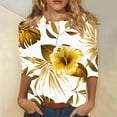 thumbnail image 2 of CYMMPU Fall Trendy Shirts 3/4 Sleeve Spring Tunic Tops Boho Blouses for Women Dressy Casual Crew Neck Loose Fit Floral Pattern Lightweight Basic Tees Multicolor L, 2 of 5