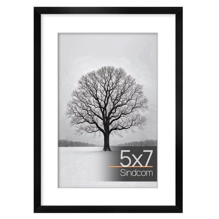 Sindcom Aluminum 5x7 Picture Frame Black, Metal Gallery Photo Frame for Photos, Posters, Art Prints, Wall Display, 1 Pack