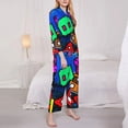 thumbnail image 4 of Lsque Geometry Dash Pattern Long Sleeve Pajama Set for Women - Soft 2-Piece Sleepwear and Loungewear Set with Pockets, Comfy Nightwear, 4 of 8