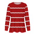 thumbnail image 4 of RXIRUCGD Hauts Décontractés Mode pour Femmes Col Rond Plissé Rayé Manches Longues, Rouge, Taille : m, 4 of 5
