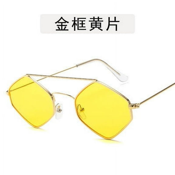 Toonshare Up to 45% off Sunglasses for Women/Men Retro Vintage Diamond-Shaped Metal Double-Bridge Sunglasses with Unique Multi-Sided Ocean Lens F-One Size