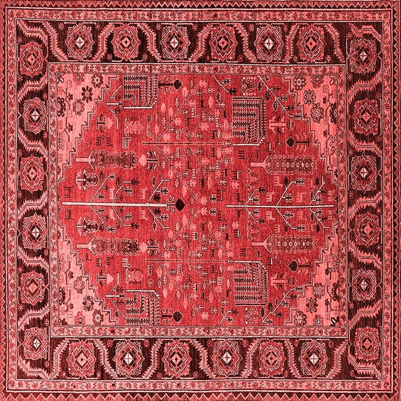 Ahgly Company Indoor Square Oriental Red Industrial Area Rugs, 8' Square
