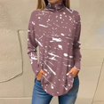 thumbnail image 2 of FAIWAD Hauts Grande Taille pour Femmes Manches Longues Col Rond Imprimé Slim Extensible Chandail, 2 of 4