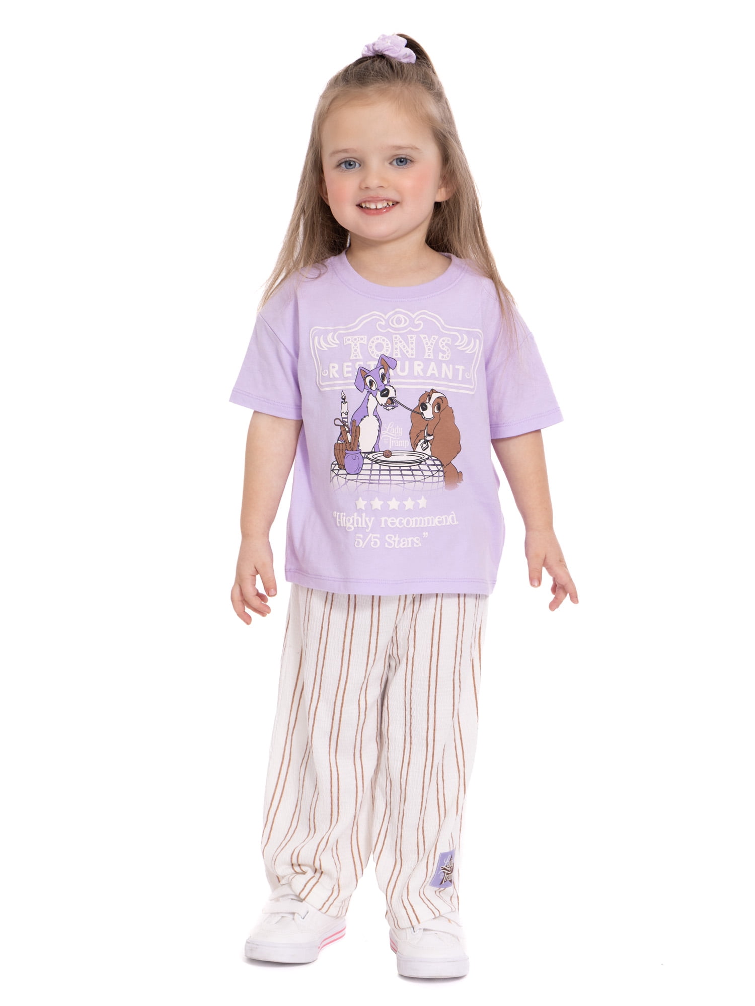 Disney Classics Toddler Girls Lady and the Tramp Graphic Tee and Stripe Pants, Sizes 12M-5T