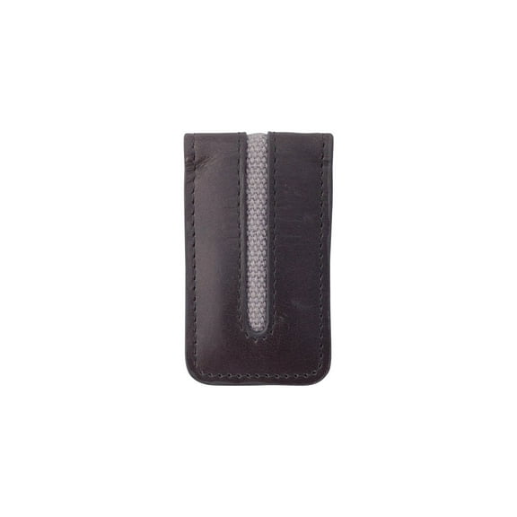 Avallone Men's Canvas & Leather Magnetic Money Clip - Grey Handmade Leather - CVG008