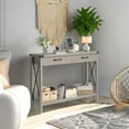 thumbnail image 3 of Yiwa Farmhouse Console Table, 47 Inch Narrow Long Entryway Table with 2 Drawers Storage, 2 Tier Wood Console for Living Room for Living Room, Entryway Furniture，Grey, 3 of 5