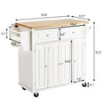 thumbnail image 6 of AVAWING Rubber Wood Rolling Kitchen Island Cart with Storage(37.8"x17.7"x37.2"), Cabinet, White, 6 of 7