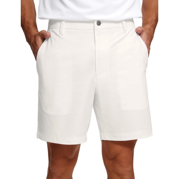 Shorts CRZ YOGA para Hombre, Livianos y Elásticos para Golf, 7" Blanco Lechoso