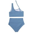 thumbnail image 4 of Faithtur Women's 2Pcs Bikini Set, Summer One Shoulder Cutout Tank Tops + Bottom Set Swimwear, 4 of 7
