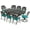 Ocean Blue, variant on MEETWARM 9-Piece Outdoor Patio Dining Set, All-Weather Cast Aluminum Patio Conversation Set with 6 Stationary, 2 Swivel Rocker Chairs, 1 Oval Table, 8 Cushions, 2.2" Umbrella Hole, Ocean Blue