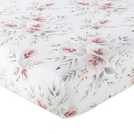 UPC: 0190945102003 | Levtex Baby – Adeline Crib Fitted Sheet – Fits Standard Crib and Toddler Mattress – large clusters of floral bouquets in shades of blush and grey – Nursery Accessories – 100% Cotton
