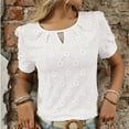 thumbnail image 5 of Weiqiqre Vacation Outfits for Women Plus Size Tops Eyelet Embroidery Puff Sleeve Tee Crew Neck Shirts Casual Soft Blouse Loose Fit Tees, 5 of 5