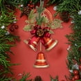 thumbnail image 2 of CASAFUN Christmas Bell Ornaments,Rustic Lucky Christmas Hanging Decor Bells On Rope, Xmas Tree Hanging Decorations Bells with Pine Needle and Bow for Crafts Holiday Party Favors Supplies, 2 of 6
