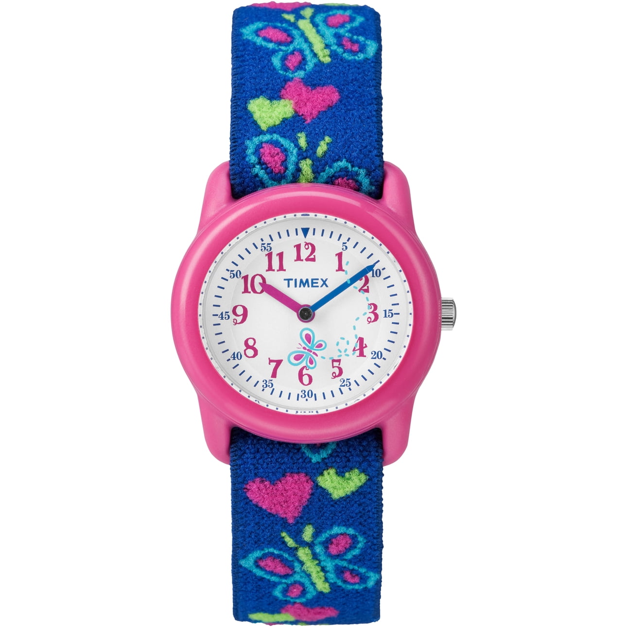 TIMEX TIME MACHINES® Kids' Hearts & Butterflies 29mm Analog Watch, Elastic  Fabric Strap 