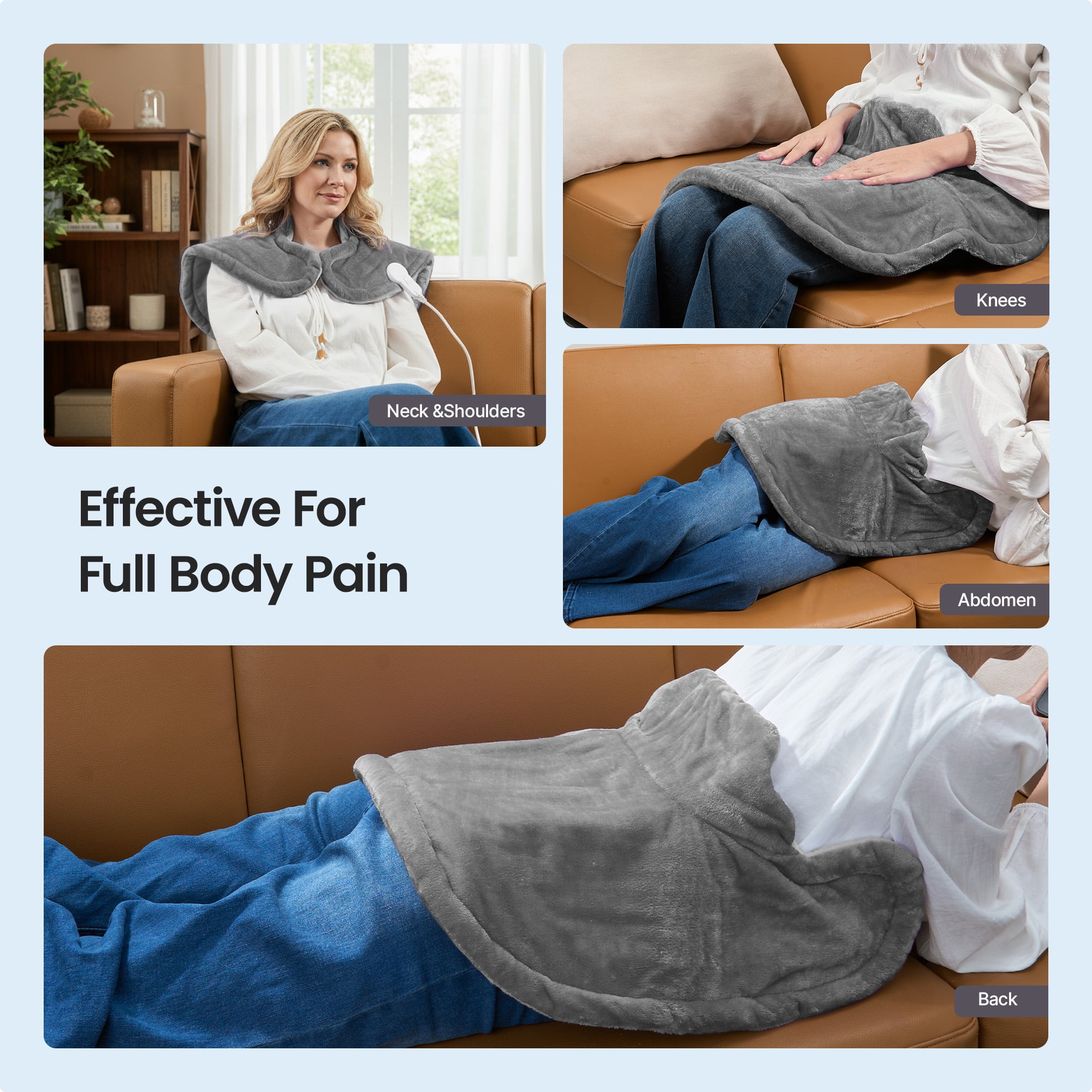 RENPHO Extra Large Heating Pad for Shoulders Neck and Back, 9 Temperature Settings, FSA HSA Eligible, 19"x 24", Gifts for Women Men, Mother's Day, Gray