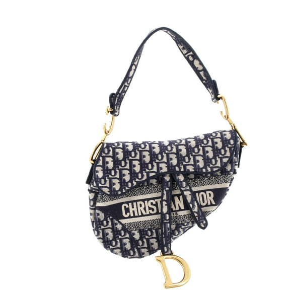 Pre-Owned Saddle Handbag Logo Embroidered Oblique Canvas Medium By Rebag