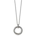 thumbnail image 3 of Stainless Steel Necklace with Pendants Chain Antiqued and Polished Black/Clear CZ Circle 18in 18 inch, 3 of 5