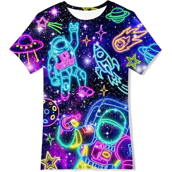 Aideaone Boys Girls T-Shirts 3D Graphic Shirts Kids Cool Short Sleeve Tees Size 4-14T