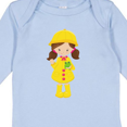 thumbnail image 4 of Inktastic Girl With Brown Hair, Yellow Raincoat, Frog Girls Long Sleeve Baby Bodysuit, 4 of 5